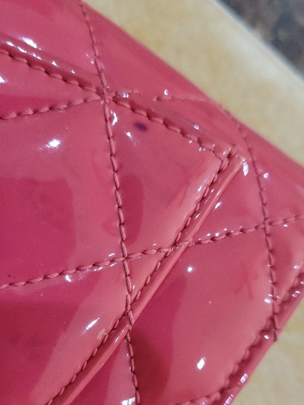 CHANEL Quilted Patent Leather Wallet - Hot Pink with Silver CC